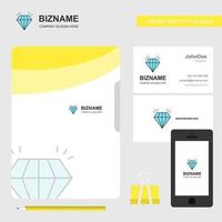 Diamond Business Logo File Cover Visiting Card and Mobile App Design Vector Illustration