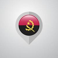 puntero de navegación de mapa con vector de diseño de bandera de angola