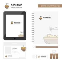 Bowl Business Logo Tab App Diary PVC Employee Card and USB Brand Stationary Package Design Vector Template
