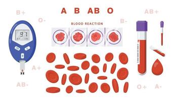 various types of blood groups and blood samples vector