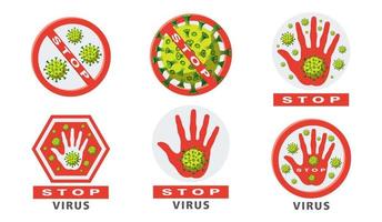 various shapes of virus stop warning symbols vector