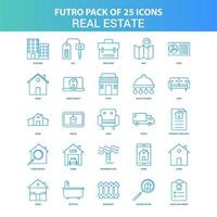 25 Green and Blue Futuro Real Estate Icon Pack vector