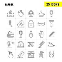 iconos de línea de barbero establecidos para infografía kit uxui móvil y diseño de impresión incluyen espejo de cara de barbero silla de belleza de barbero corte de pelo conjunto de iconos de barbero vector