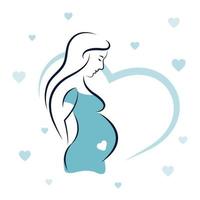 A pregnant woman. Vector. Illustration. Pregnant girl with long hair. Flat design. vector