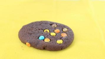 Chocolate cookie with sugar coated pieces video