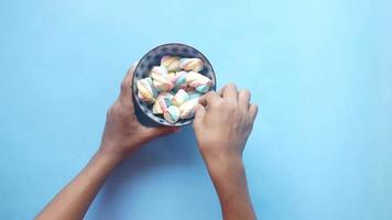 A small bowl with marshmallows video