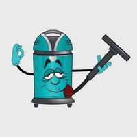 Vacuum cleaner cartoon character with facial expression vector