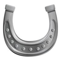 Silver horseshoe icon, cartoon style vector