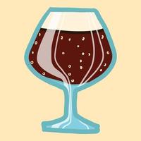 icono de vaso de cerveza negra, estilo dibujado a mano vector