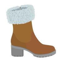 icono de zapato de invierno superior, estilo plano vector