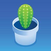 Office cactus pot icon, isometric style vector