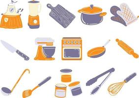 Fun cooking utensils illustration set