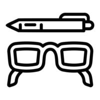 Glasses and pen icon, outline style vector