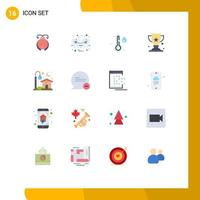 User Interface Pack of 16 Basic Flat Colors of light home wire winner award Editable Pack of Creative Vector Design Elements