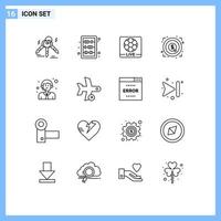 Pack of 16 creative Outlines of logistic customer game target achievement Editable Vector Design Elements