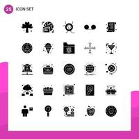 Pictogram Set of 25 Simple Solid Glyphs of focus medical report data voice mail Editable Vector Design Elements