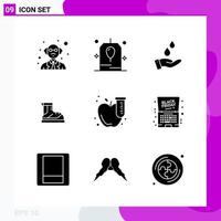 Solid Icon set Pack of 9 Glyph Icons isolated on White Background for Web Print and Mobile Creative Black Icon vector background