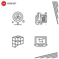 Collection of 4 Vector Icons in Line style Pixle Perfect Outline Symbols for Web and Mobile Line Icon Signs on White Background 4 Icons Creative Black Icon vector background