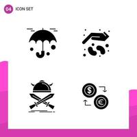 Glyph Icon set Pack of 4 Solid Icons isolated on White Background for responsive Website Design Print and Mobile Applications Creative Black Icon vector background