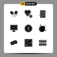 Solid Glyph Pack of 9 Universal Symbols of bluetooth imac ebook device computer Editable Vector Design Elements