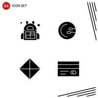 Collection of 4 Vector Icons in solid style Pixle Perfect Glyph Symbols for Web and Mobile Solid Icon Signs on White Background 4 Icons Creative Black Icon vector background