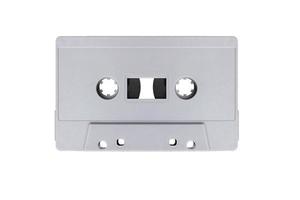 Gray retro mock up cassette tape isolated on white background with clipping path photo