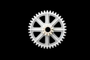 Mock up white gear wheels on black isolated with clipping path photo