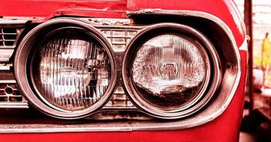 Close up headlamp retro car photo