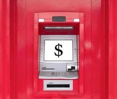 Close up red cash machine photo