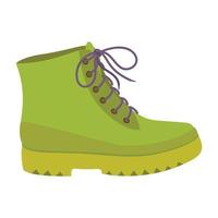 icono de zapato de cuero verde, tipo plano vector