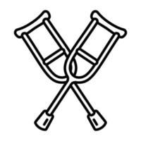 icono de muletas, estilo de esquema vector