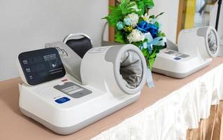 Close up Blood pressure monitor on the table photo