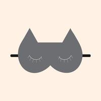 Black mask for sleeping in form of cat. Vector isolated image for use in clipart or web design