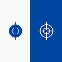 objetivo objetivo línea de interfaz y glifo icono sólido banner azul línea y glifo icono sólido banner azul vector