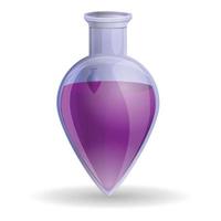 Purple flask potion icon, cartoon style vector