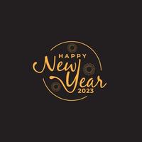 Happy New Year 2023 Logo  Abstract hand drawn creative calligraphy vector design  for greeting cards