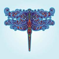 ilustración de adorno de libélula decorativa de lujo vector