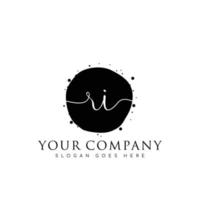 Initial RI beauty monogram and elegant logo design, handwriting logo of initial signature, wedding, fashion, floral and botanical with creative template. vector