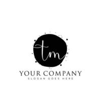 Initial TM beauty monogram and elegant logo design, handwriting logo of initial signature, wedding, fashion, floral and botanical with creative template. vector