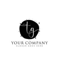 Initial TG beauty monogram and elegant logo design, handwriting logo of initial signature, wedding, fashion, floral and botanical with creative template. vector