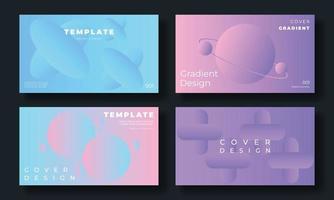 Set of template background design vector. Collection of creative abstract gradient blue and purple color organic shape with circle, orbit. Art design illustration for business card, cover, banner. vector