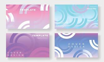 Set of template background design vector. Collection of creative abstract gradient blue and purple color background, curve, circle, round shape. Art design for business card, cover, banner, wallpaper. vector