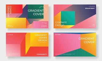 Set of template background design vector. Collection of creative abstract gradient vibrant colorful perspective geometric shape background. Art design for business card, cover, banner, wallpaper. vector