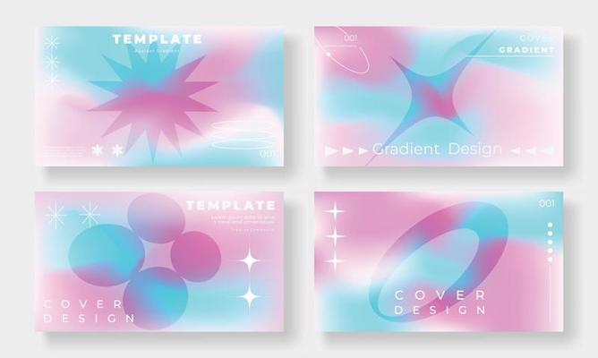 Set of template background design vector. Collection of creative trendy abstract gradient pastel blurred background, circle, curve, orbit, sparkle. Design for business card, cover, banner, poster.