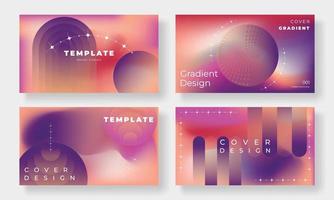 Set of template background design vector. Collection of creative trendy vibrant abstract gradient circle, curve, round, sparkling, blurred background. Design for business card, cover, banner, poster. vector