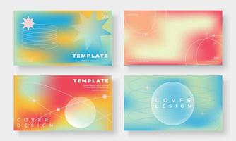 Set of template background design vector. Collection of creative abstract gradient color, circle, sparkle orbit on fluid blurred background. Art design for business card, cover, banner, wallpaper. vector