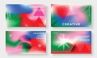 Set of template background design vector. Collection of creative trendy abstract gradient vibrant color blurred background, geometric shapes, line art. Design for business card, cover, banner, poster. vector