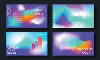 Set of template background design vector. Collection of creative trendy vibrant abstract gradient blurred background, circle, curve, round, lines. Design for business card, cover, banner, poster. vector