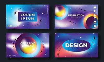 Set of template background design vector. Collection of creative trendy vibrant abstract gradient circle, sparkle, night sky, universe, blurred background. Design for business card, cover, banner. vector