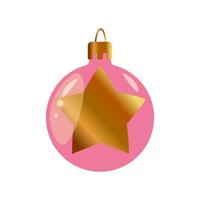 Pink Christmas tree toy isolated on a transparent background. vector